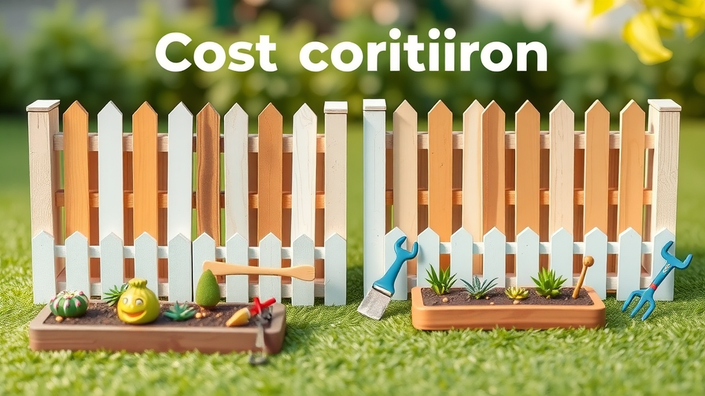 Comparison of Roseville fence repair service costs by material with miniature fences, whimsical and colorful detailing