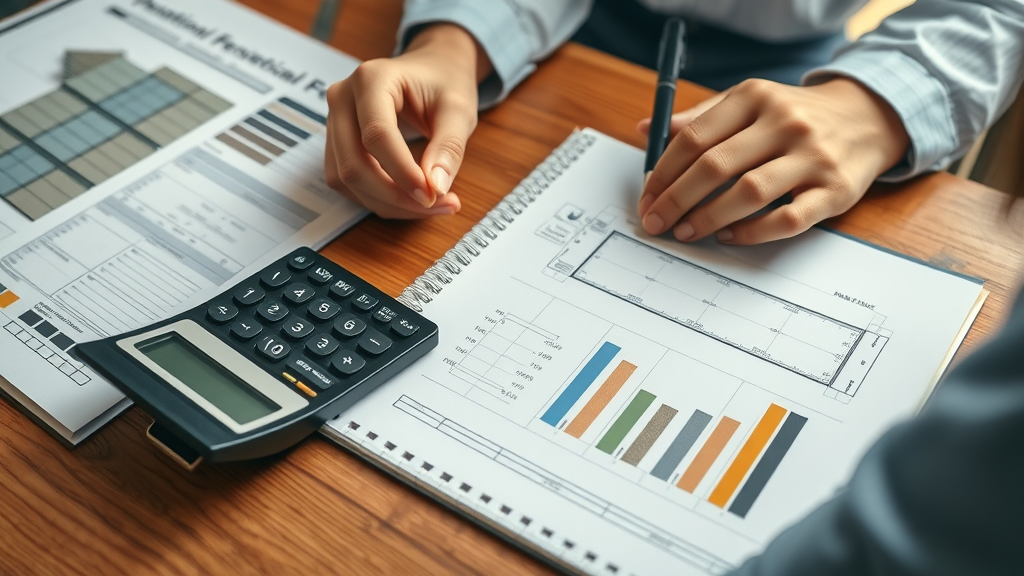 calculating residential fence installation costs with calculator and fence material samples