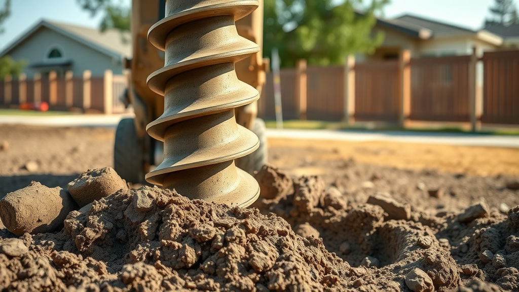 post hole drilling sacramento using power auger in tough sacramento clay soil for fence installation