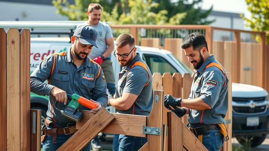 fence company contractors repairing wood and metal gates in Sacramento
