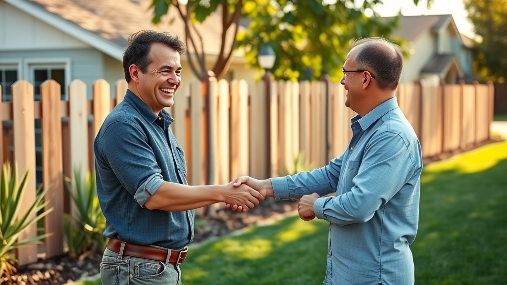 trustworthy local fence installation team, smiling with a Sacramento homeowner, fence company in sacramento, fence post installation