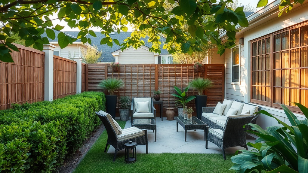 Mature hedges, bamboo screens, and lattice panels used for backyard privacy in Roseville | living fence roseville