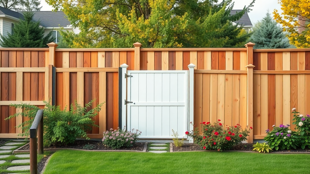 Range of wood, vinyl, chain link, and aluminum fence panels set in Roseville backyard | aluminum fence roseville