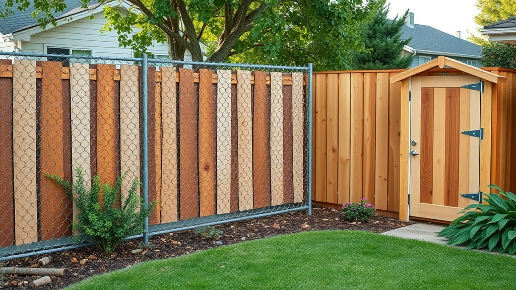 Affordable privacy fence with chain link and wood comparison in Roseville backyard | affordable privacy fence roseville