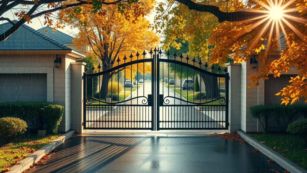 sacramento driveway gate seasonal weather heavy rain sunshine autumn leaves affecting gate repair service